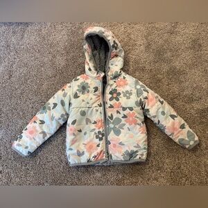 The North Face Kids Floral Puffer Jacket - reversible with Grey